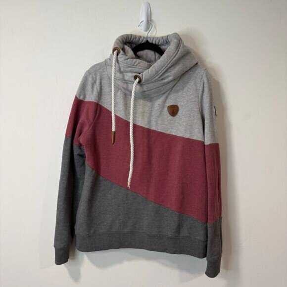 Wanakome Women's Selene Hoodie Sweatshirt Pullover Colorblock Grey Red XL - Picture 1 of 11